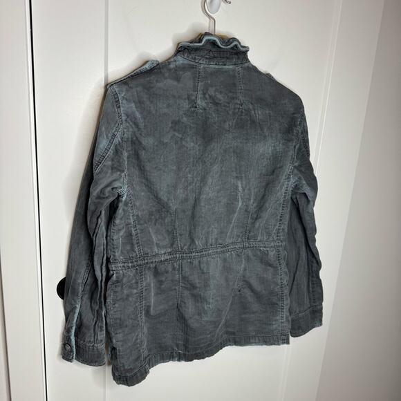 Free People Double Cloth Blue Gray Dye Zip Utility Jacket Size XS - Picture 6 of 6